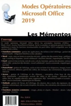 Modes opératoires. Microsoft Office 2019, Microsoft 365. Wolrd, Excel, Access, PowerPoint, Outlook (compatible 2013-2016), Claude Terrier