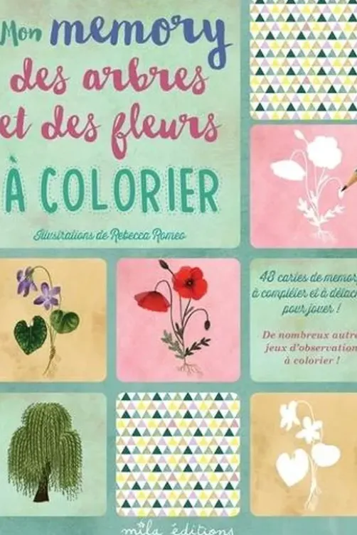 Mon memory des arbres et des fleurs à colorier, Rebecca Romeo