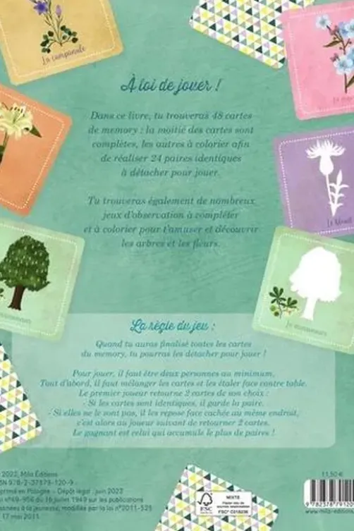 Mon memory des arbres et des fleurs à colorier, Rebecca Romeo