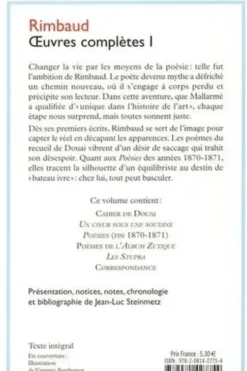 Oeuvres complètes. Tome 1, Cahier de Douai ; Poésies, Arthur Rimbaud