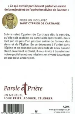 Parole et Prière N° 183, septembre 2025 : Prier un mois avec saint Cyprien de Carthage, Loïc Mérian