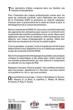 PCA par ci, PCA par là. Regards croisés sur le plan de continuité d’activité, FAP