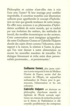 Philosopher et cuisiner : un mélange exquis. Le chef et la philosophe, Guillaume Gomez