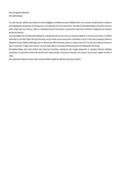 Pour une goutte d'éternité, Bernadette Berger