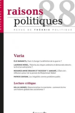 Raisons politiques N° 88, novembre 2022 : Varia, Benjamin Boudou