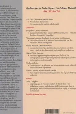 Recherches en Didactiques N° 26, décembre 2018 : La formation au regard des didactiques, Ana Dias-Chiaruttini