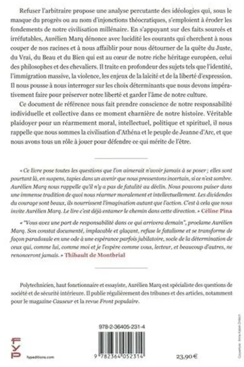 Refuser l'arbitraire. Qu'avons-nous encore à défendre ? Et sommes-nous prêts à ce que nos enfants livrent bataille pour le défendre ?, Aurélien Marq