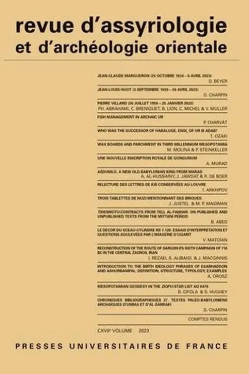 Revue d'assyriologie et d'archéologie orientale N° 117/2023, PUF