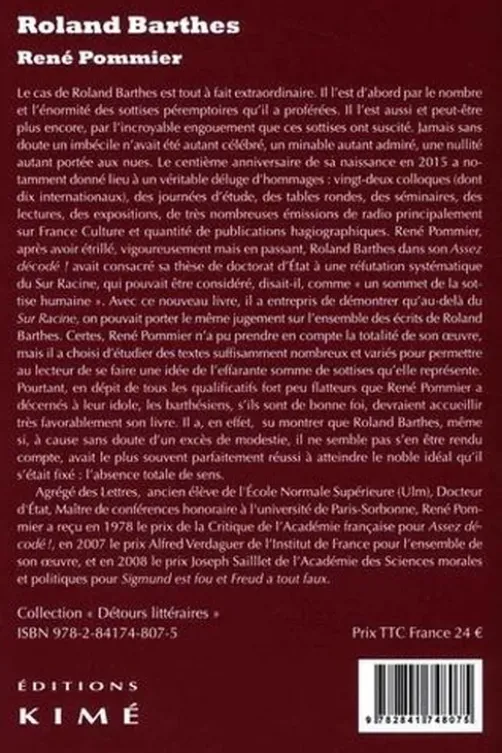 Roland Barthes. Grotesque de notre temps, grotesque de tous les temps, René Pommier