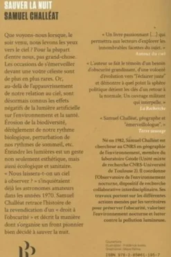 Sauver la nuit. Comment l'obscurité disparaît, ce que sa disparition fait au vivant, et comment la reconquérir, Samuel Challéat