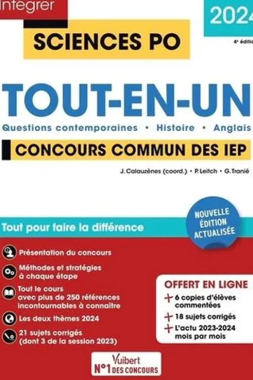 Sciences Po Tout-en-un Concours commun des IEP. Questions contemporaines - Histoire - Anglais, Edition 2024, Jérôme Calauzènes