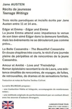 Teenage Writings. Récits de jeunesse, Edition bilingue français-anglais, Jane Austen