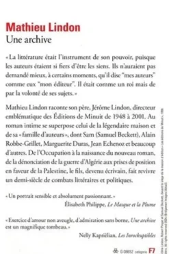 Une archive, Mathieu Lindon