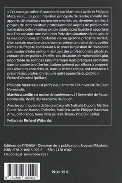 Vulnérabilités en écho dans les métiers relationnels : les savoirs professionnels interrogés, Matthieu Laville
